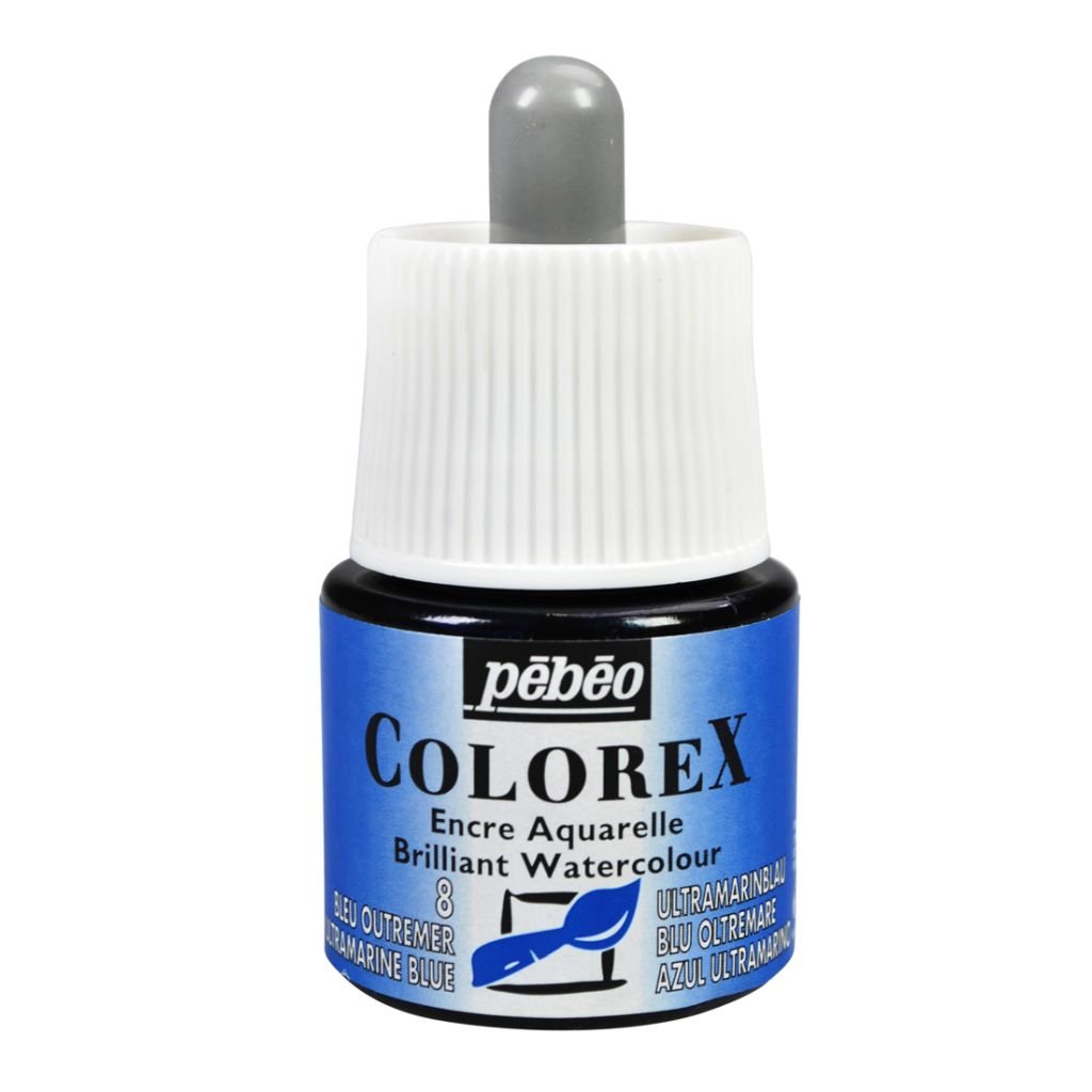 Pebeo Colorex Watercolour Inks - Bottle of 45 ML - Ultramarine Blue (008)