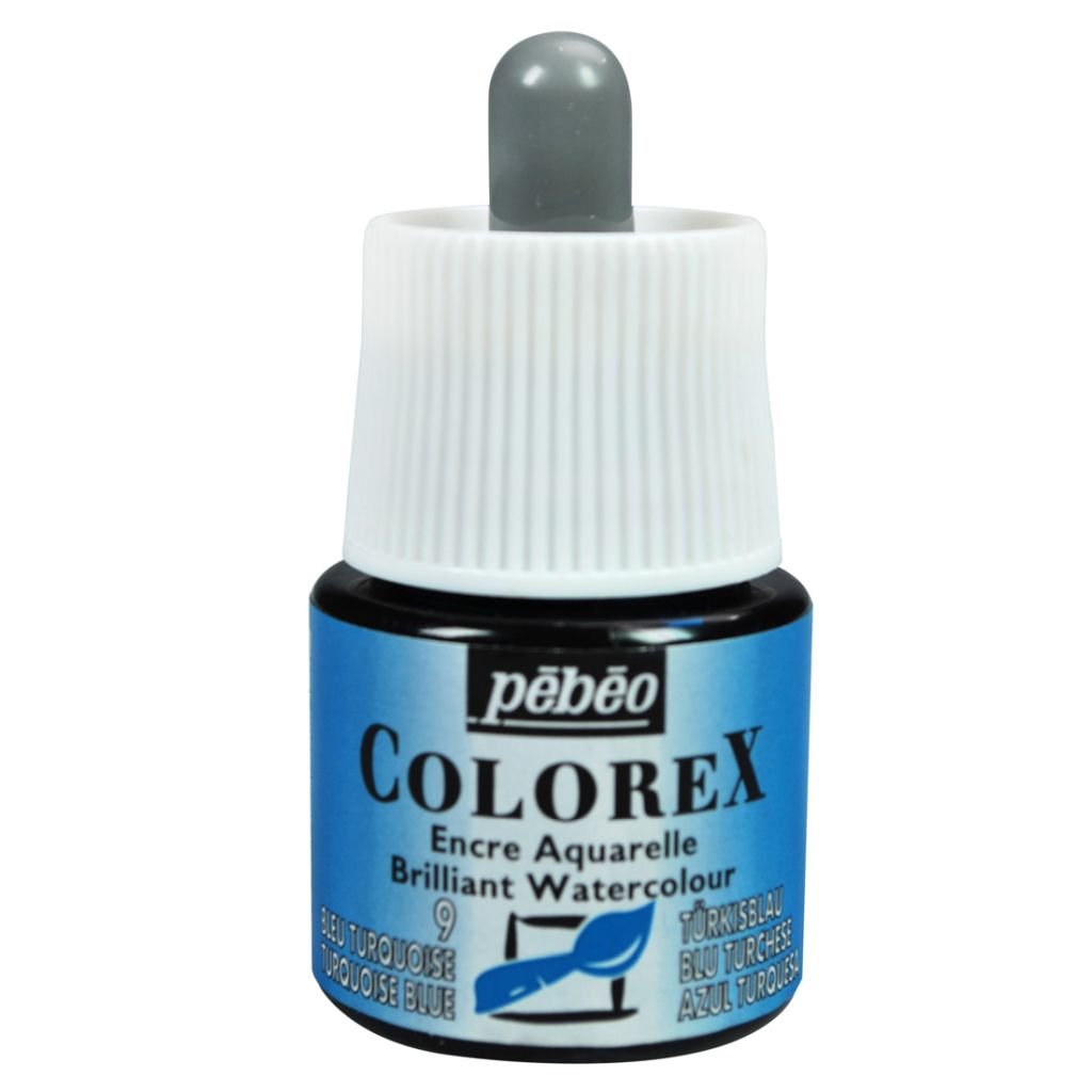 Pebeo Colorex Watercolour Inks - Bottle of 45 ML - Turquoise Blue (009)