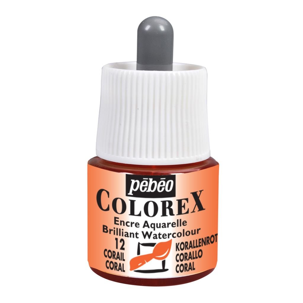 Pebeo Colorex Watercolour Inks - Bottle of 45 ML - Coral (012)