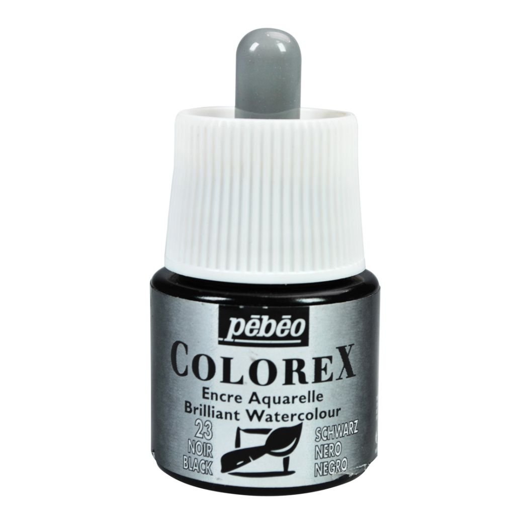 Pebeo Colorex Watercolour Inks - Bottle of 45 ML - Ivory Black (023)