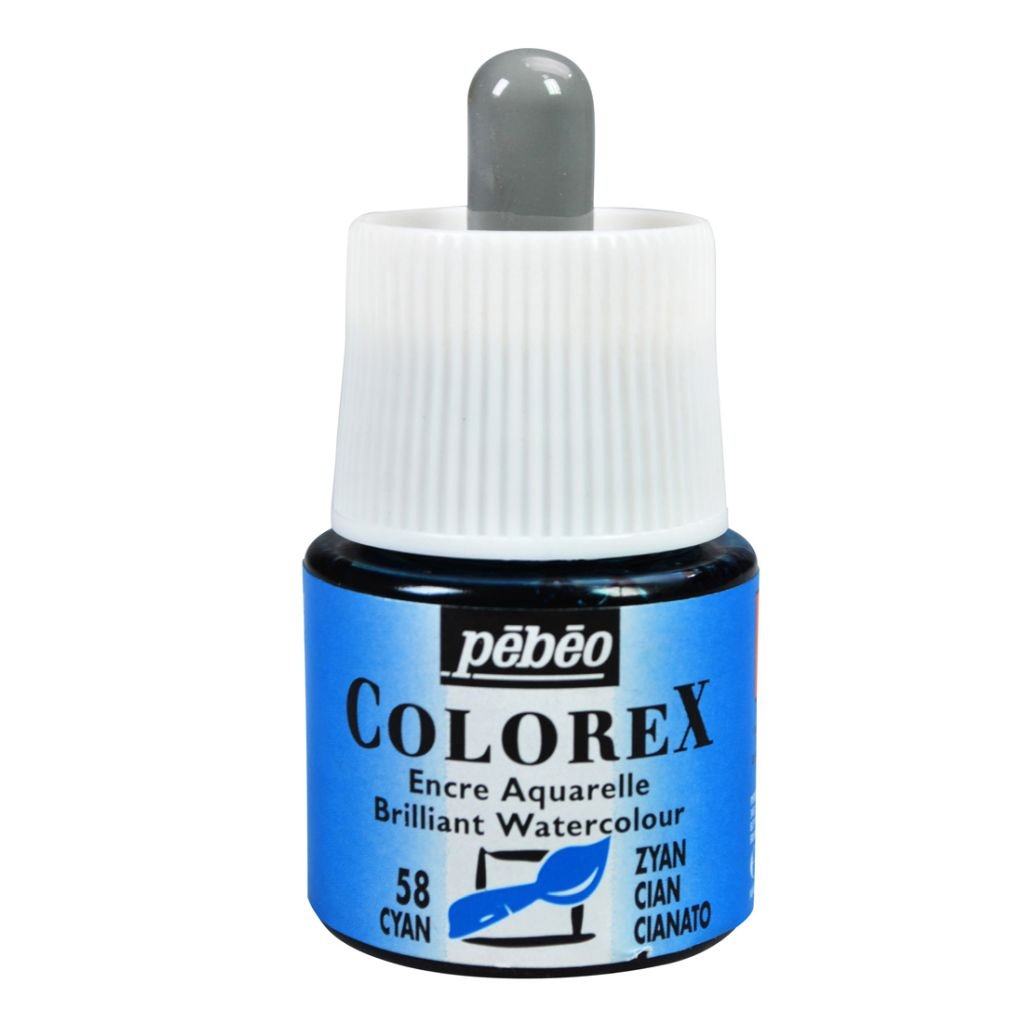 Pebeo Colorex Watercolour Inks - Bottle of 45 ML - Cyan (058)