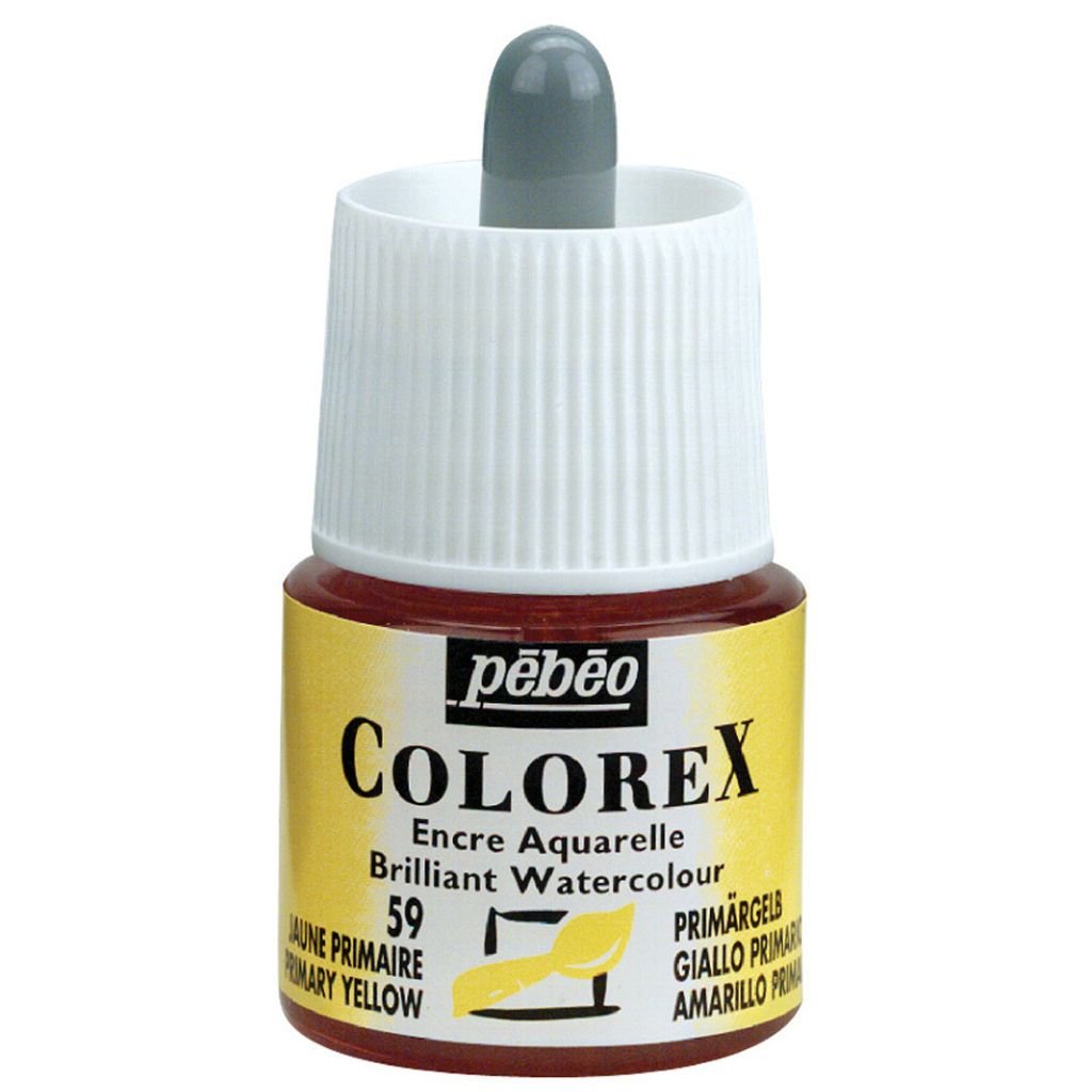 Pebeo Colorex Watercolour Inks - Bottle of 45 ML - Primary Yellow (059)