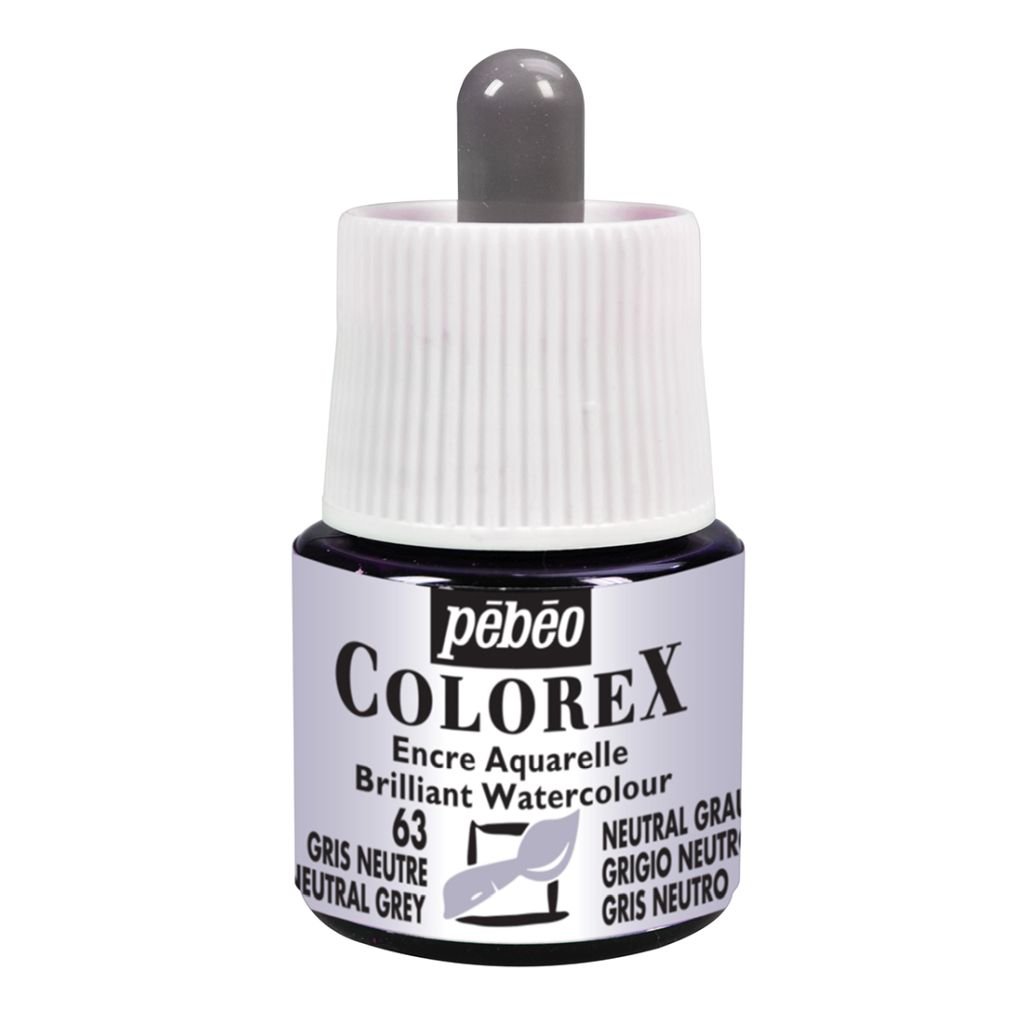 Pebeo Colorex Watercolour Inks - Bottle of 45 ML - Neutral Grey (063)