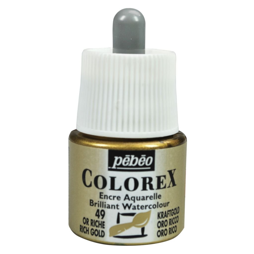 Pebeo Colorex Watercolour Inks - Bottle of 45 ML - Rich Gold (049)