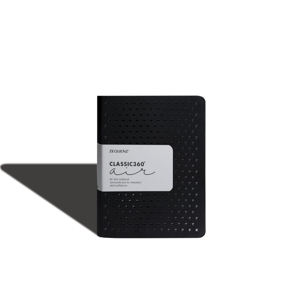 Zequenz Classic 360 - Air Collection - Hard-Bound Soft Black Cover - Dot Grid A5 (14.5 x 21 cm) - White Premium Paper - 70 GSM - Notebook of 200 Sheets