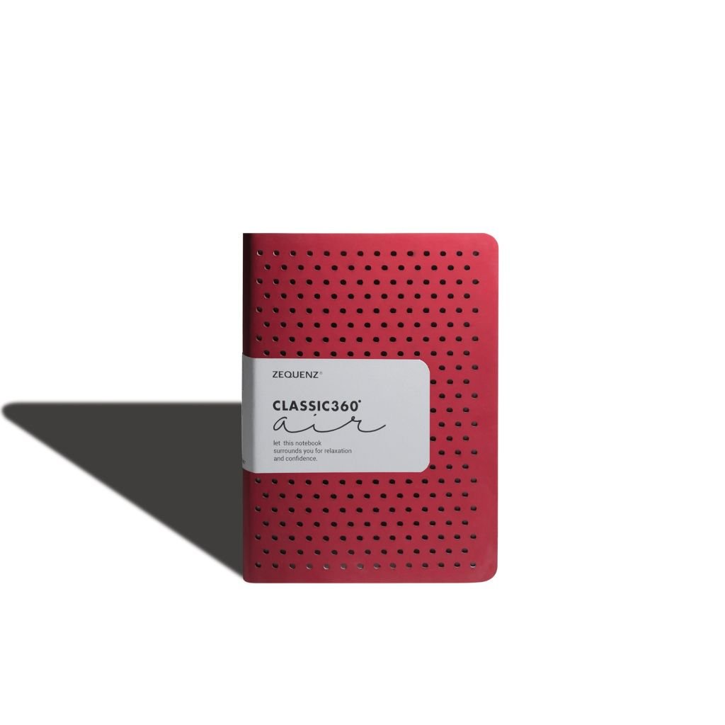 Zequenz Classic 360 - Air Collection - Hard-Bound Soft Red Cover - Dot Grid A5 (14.5 x 21 cm) - White Premium Paper - 70 GSM - Notebook of 200 Sheets