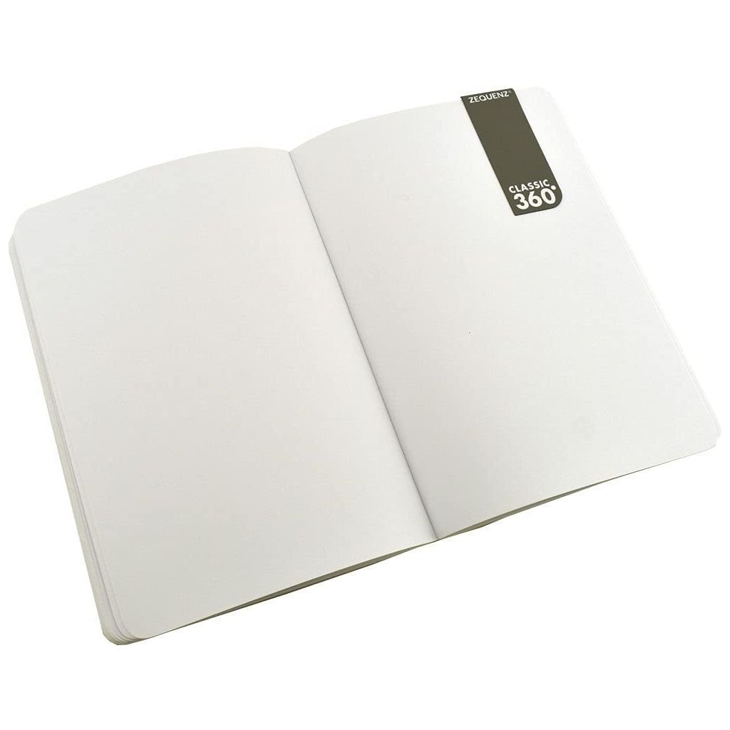 Zequenz Classic 360 - Signature Series Collection - Hard-Bound Soft Black Cover - Blank A5 (14.5 x 21 cm) - White Premium Paper - 100 GSM - Notebook of 140 Sheets