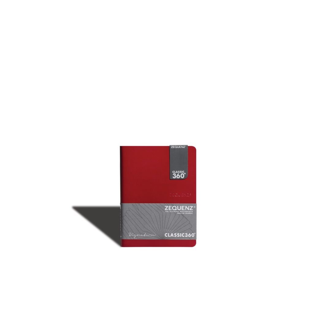 Zequenz Classic 360 - Signature Series Collection - Hard-Bound Soft Red Cover - Squared A6 (9 x 14 cm) - White Premium Paper - 70 GSM - Notebook of 200 Sheets