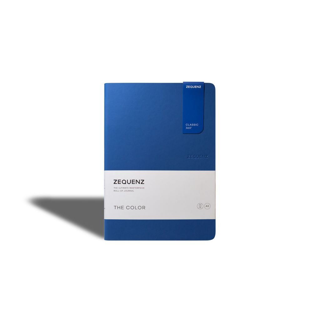 Zequenz Classic 360 - The Color Collection - Flexible Roll-Up Journal Royal Blue Cover - Squared A5 (14.5 x 21 cm) - Cream Coloured Paper - 80 GSM - Notebook of 100 Sheets