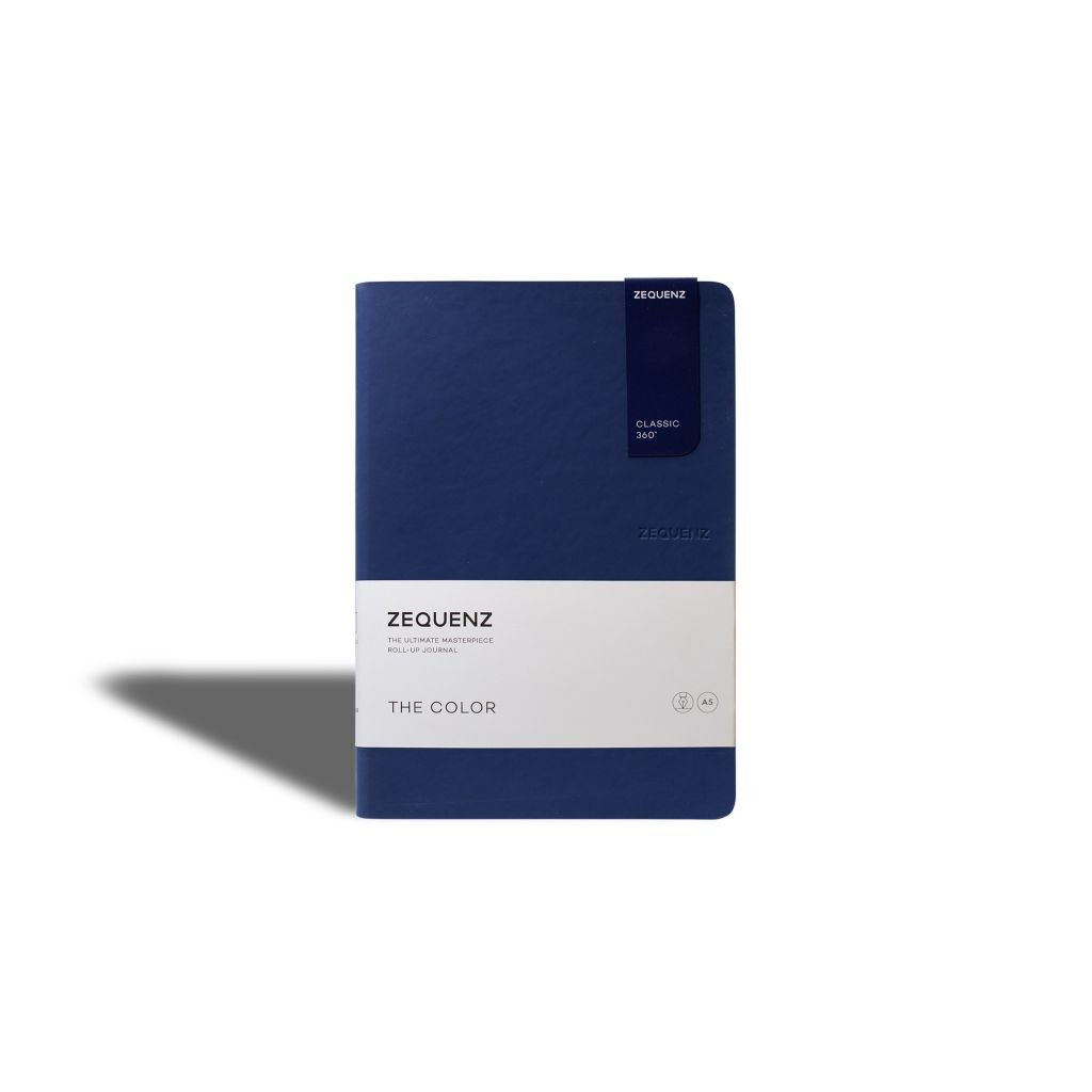Zequenz Classic 360 - The Color Collection - Flexible Roll-Up Journal Dark Navy Cover - Blank A5 (14.5 x 21 cm) - Cream Coloured Paper - 80 GSM - Notebook of 100 Sheets