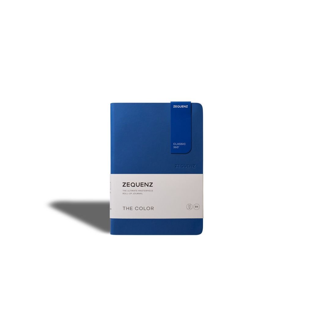 Zequenz Classic 360 - The Color Collection - Flexible Roll-Up Journal Royal Blue Cover - Squared A6 (9 x 14 cm) - Cream Coloured Paper - 80 GSM - Notebook of 100 Sheets