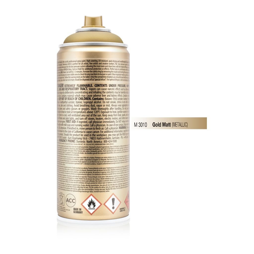 Montana Gold Acrylic Professional Spray Paint - 400 ML Can - Gold Matt (M 3000)