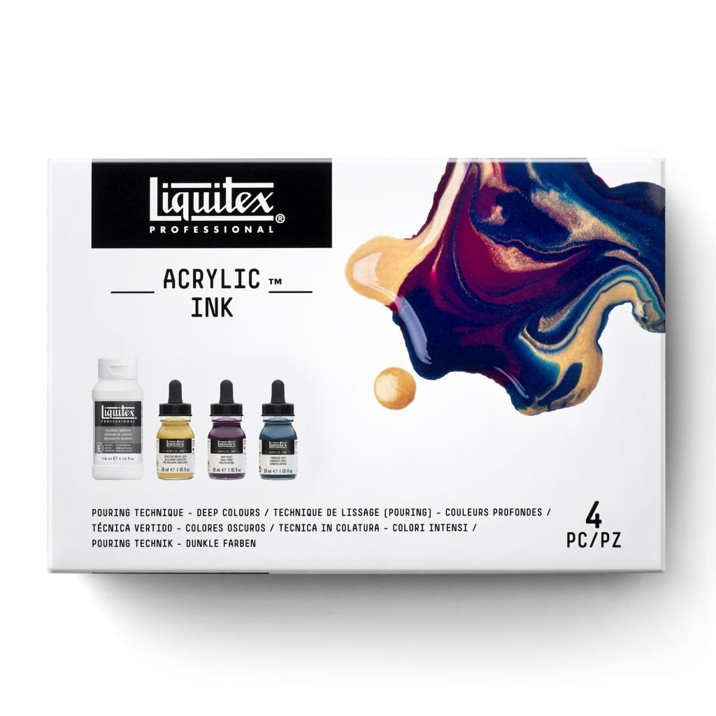 Liquitex Professional Acrylic Ink Deep Colour Set of 3 x 30 ML + Pouring Medium