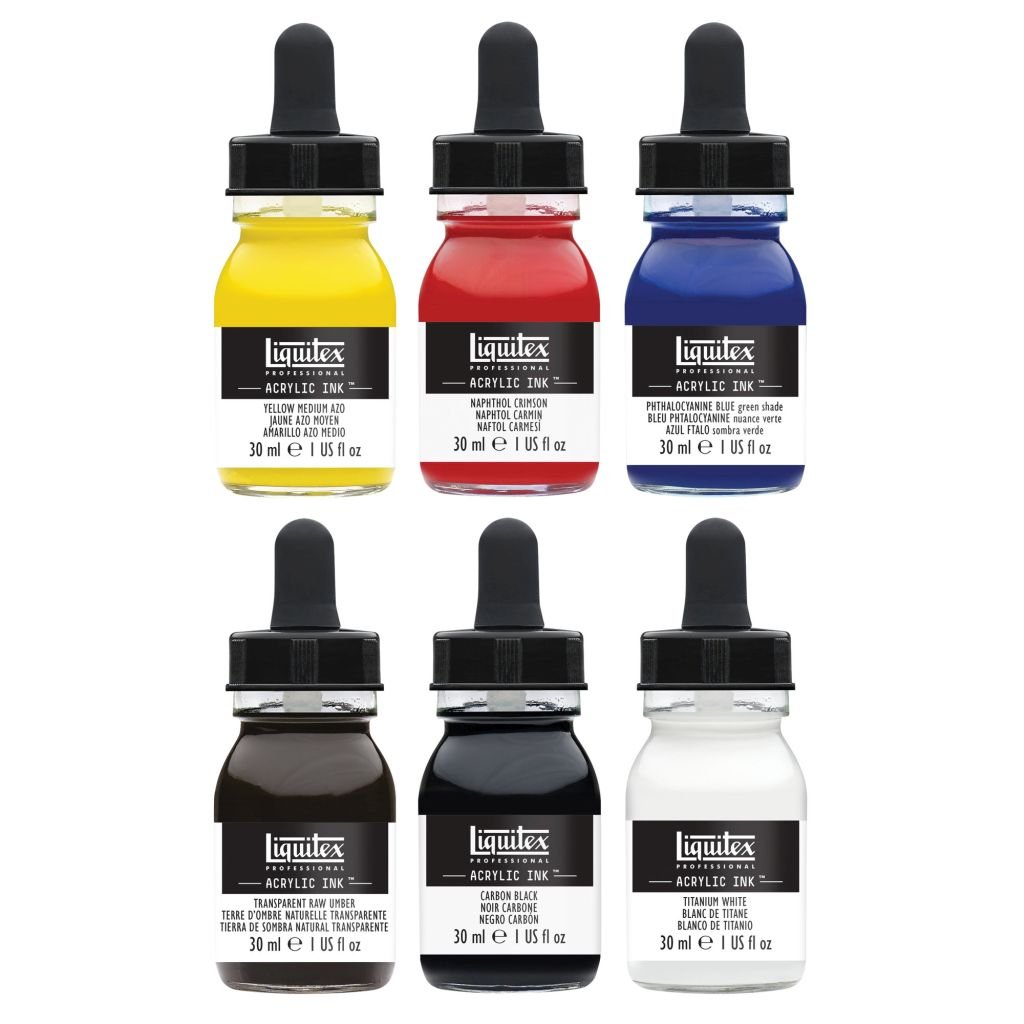 Liquitex Professional Acrylic Ink Essential Colours Set 6 x 30 ML