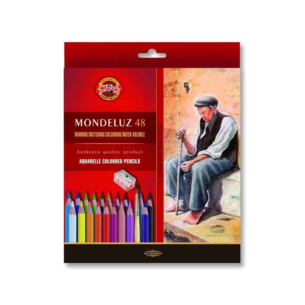 Koh-I-Noor Mondeluz Artist's Water Soluble Coloured Pencils - Assorted - Set of 48 in Card Box
