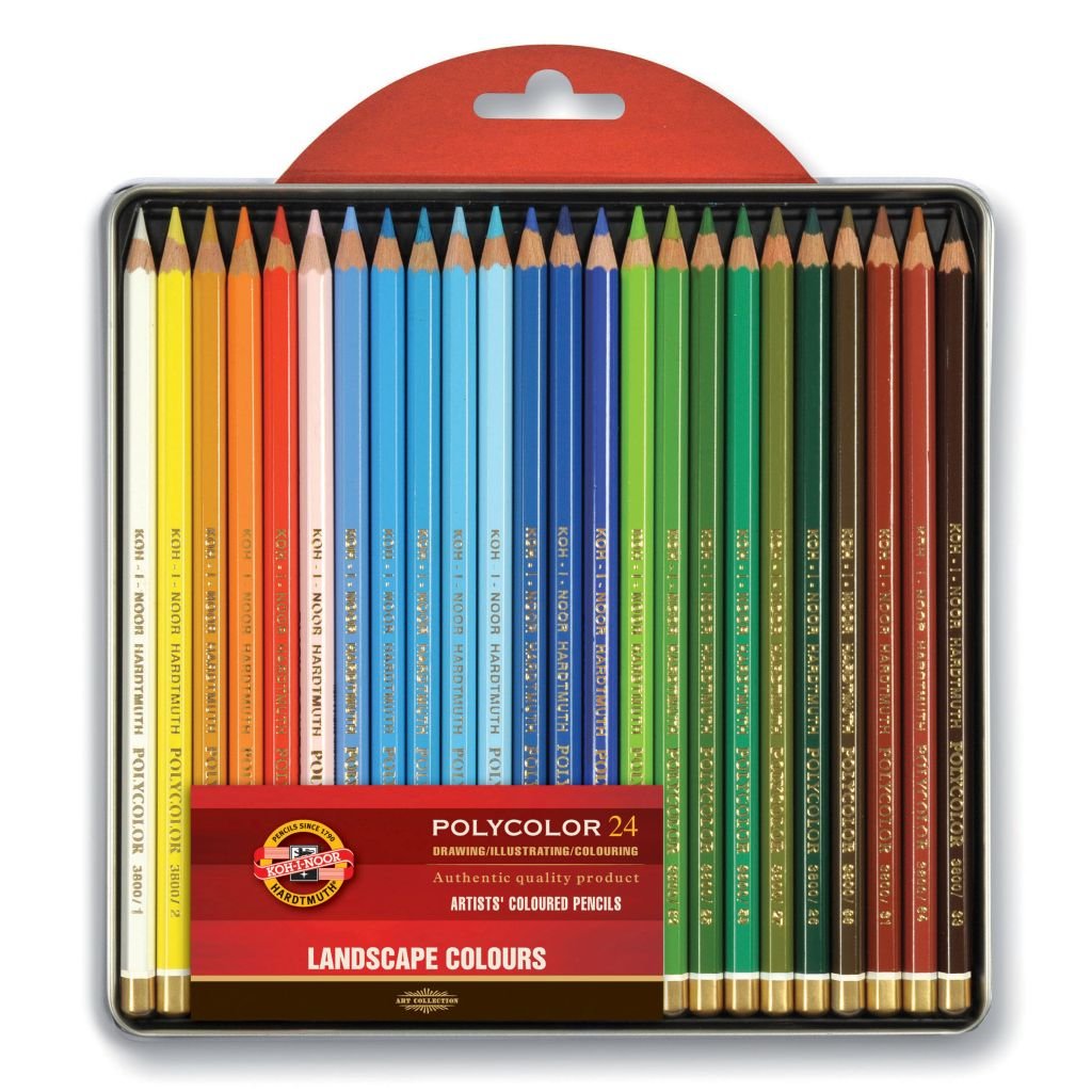 Koh-I-Noor Polycolor Artist's Coloured Pencils - Portrait - Set of 24 in Tin Box