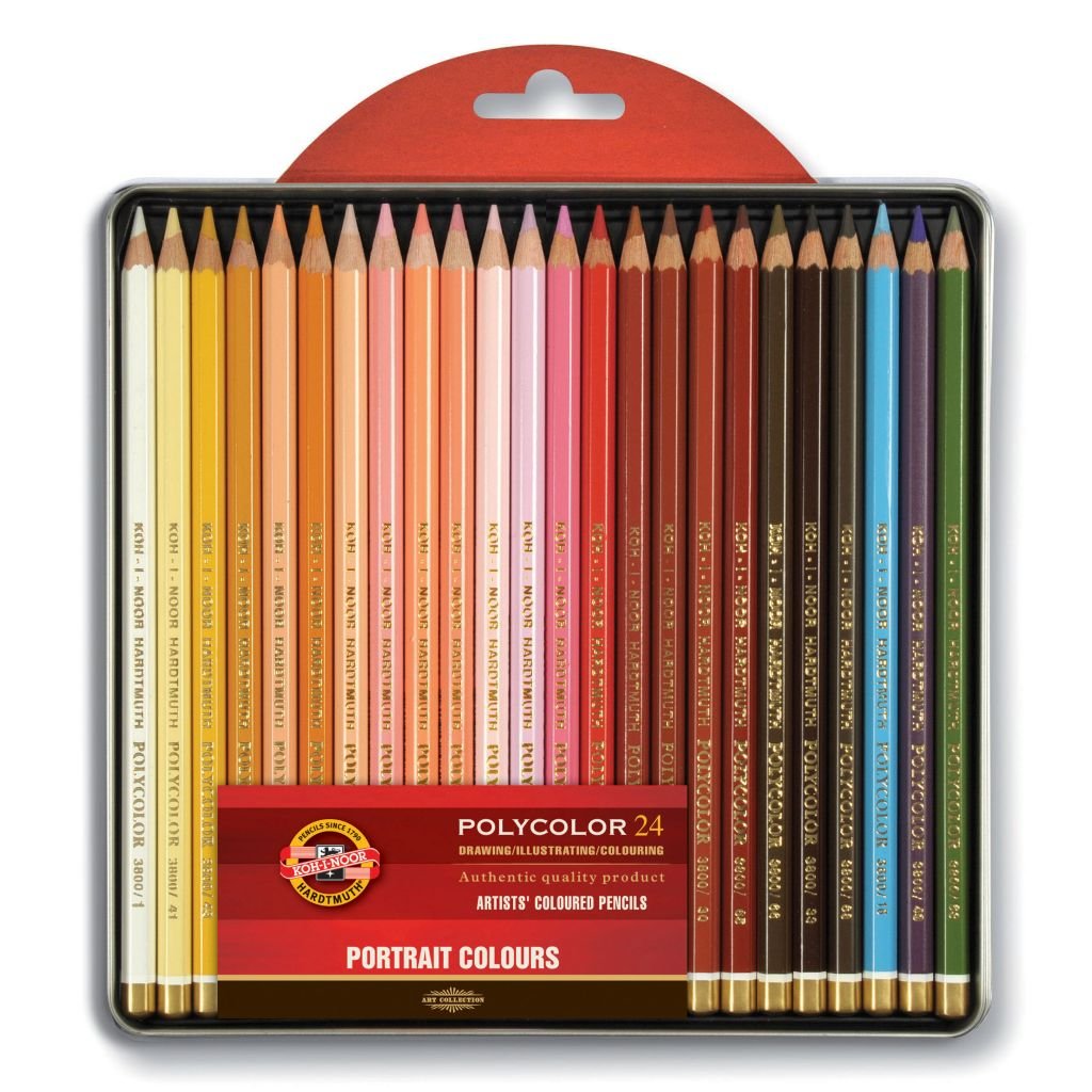 Koh-I-Noor Polycolor Artist's Coloured Pencils - Landscape - Set of 24 in Tin Box