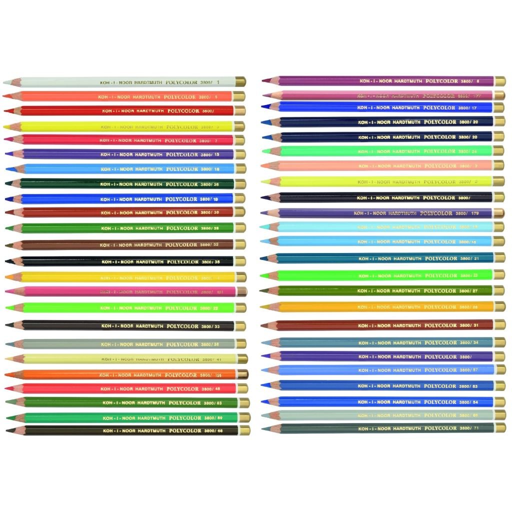 Koh-I-Noor Polycolor Artist's Coloured Pencils - Assorted - Set of 48 in Tin Box
