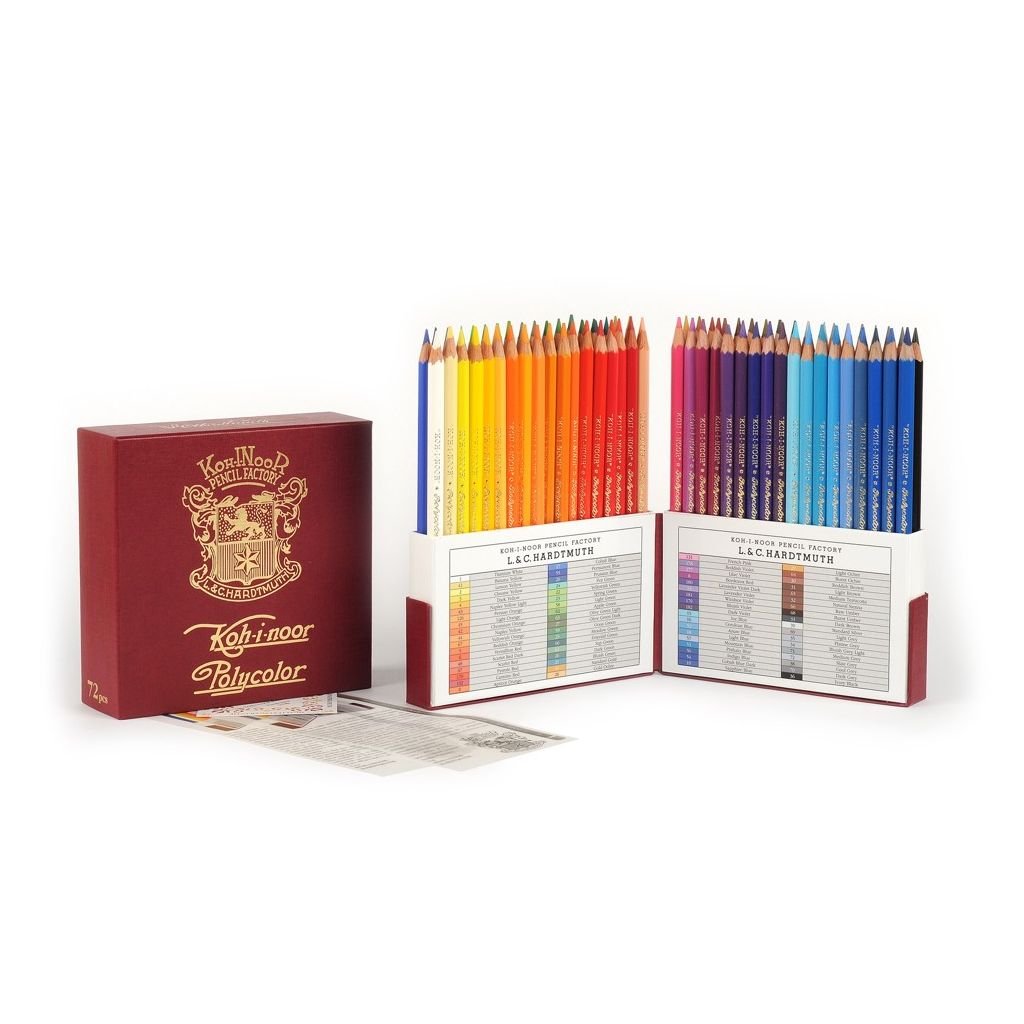 Koh-I-Noor Polycolor Artist's Coloured Pencils - Assorted - Set of 72 In Special Retro Packaging