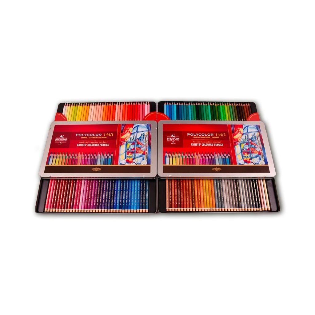 Koh-I-Noor Polycolor Artist's Coloured Pencils - Assorted - Set of 144 in Tin Box