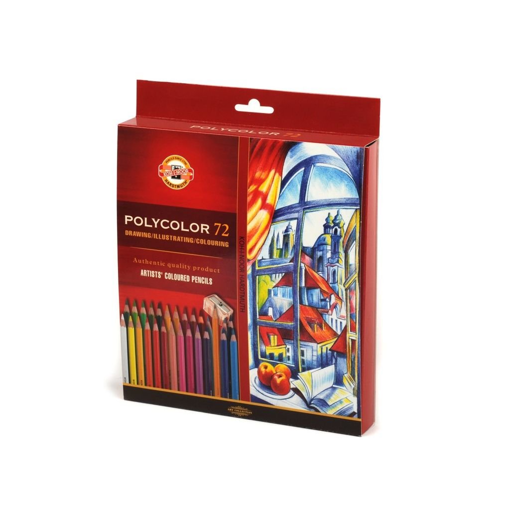 Koh-I-Noor Polycolor Artist's Coloured Pencils - Assorted - Set of 72 In Cardboard Case
