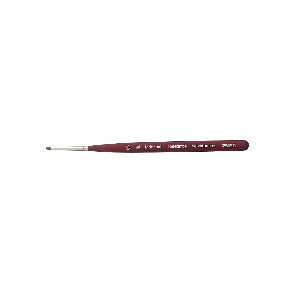 Princeton Series 3950 Velvetouch Luxury Synthetic Blend Brush - Mini-Angle Shader - Short Handle - Size: 1/16