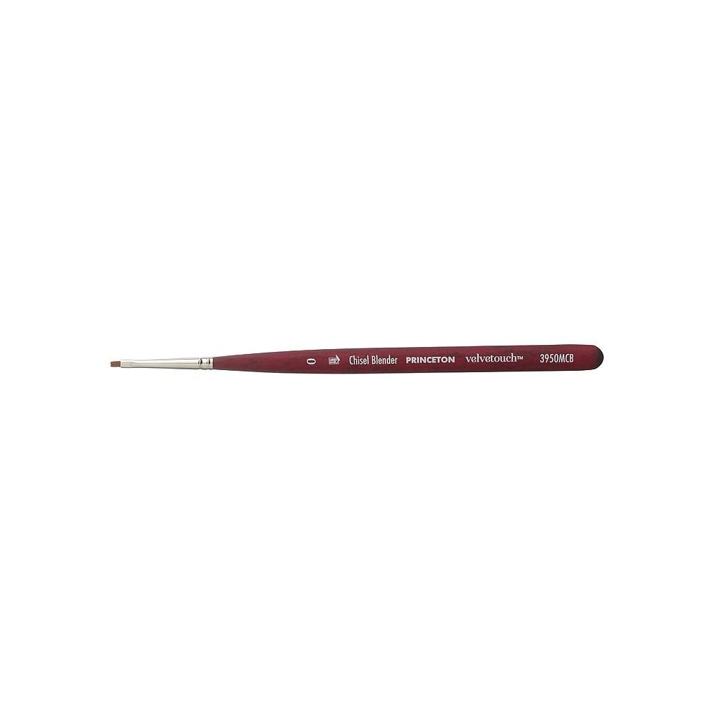 Princeton Series 3950 Velvetouch Luxury Synthetic Blend Brush - Mini Chisel Blender - Short Handle - Size: 0