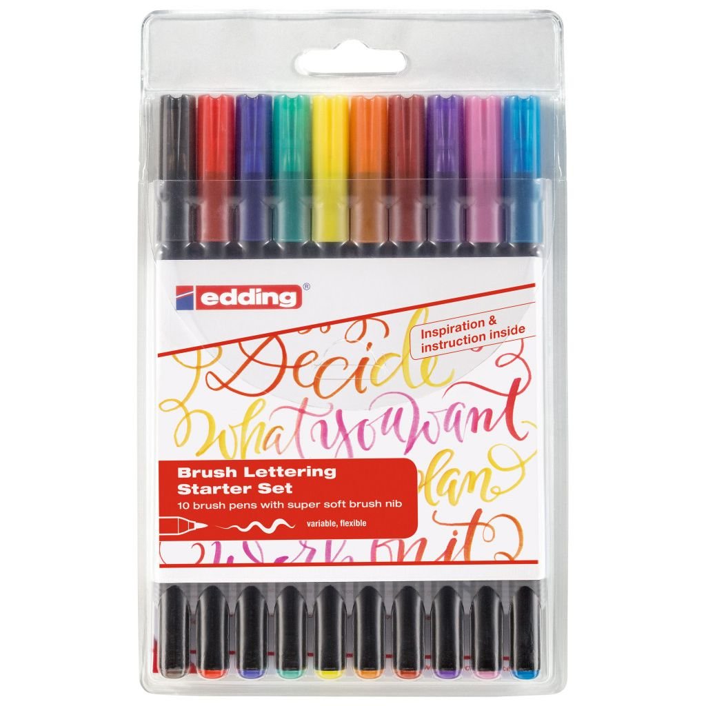 Edding 1340 Fiber Tip Brush Pens - Wallet of 10 Colours