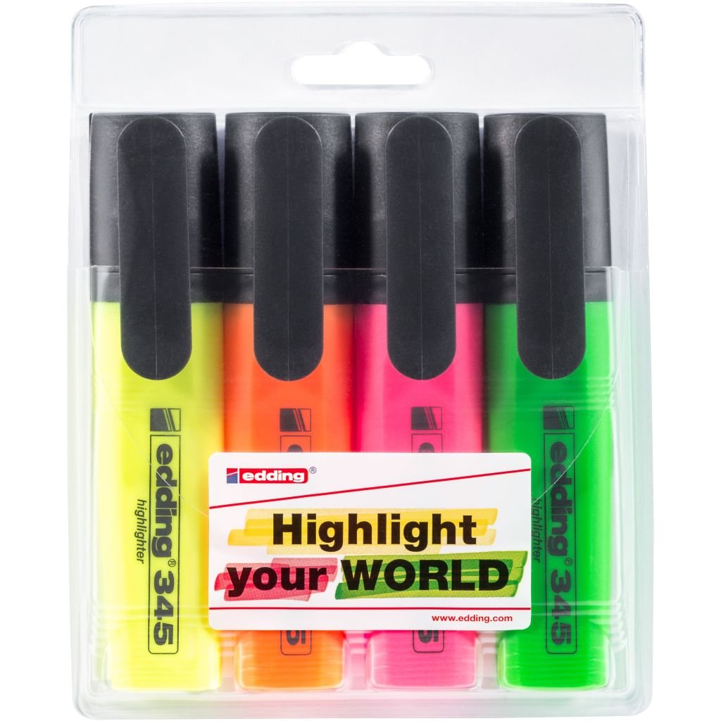 Edding 345 Highlighter Pen - Assorted Set of 4