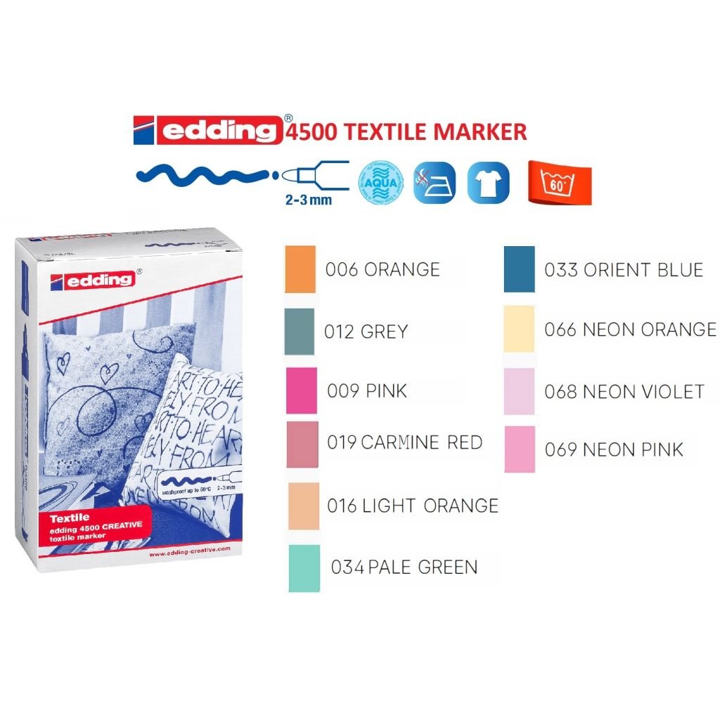Edding Textile Marker (2 - 3 MM) - Set of 10 - Trend Colours