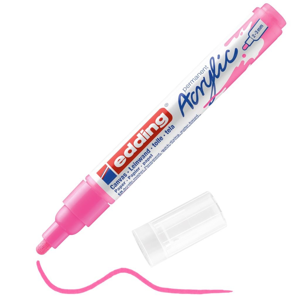 Edding 5100 Acrylic Paint Marker - Neon Pink (069) Medium Round Tip (2 - 3 MM)