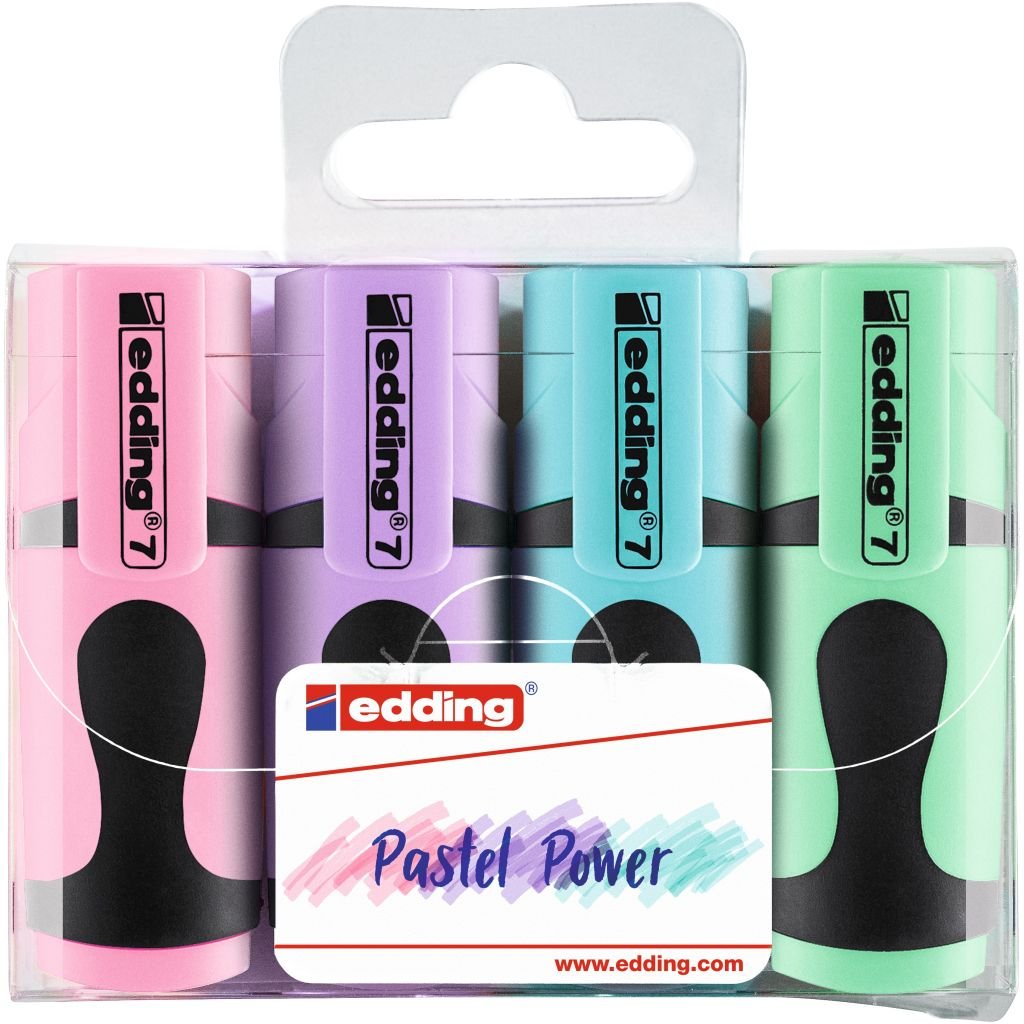 Edding 7 Mini Highlighter Pen - Assorted Set of 4 - Pastel Colours