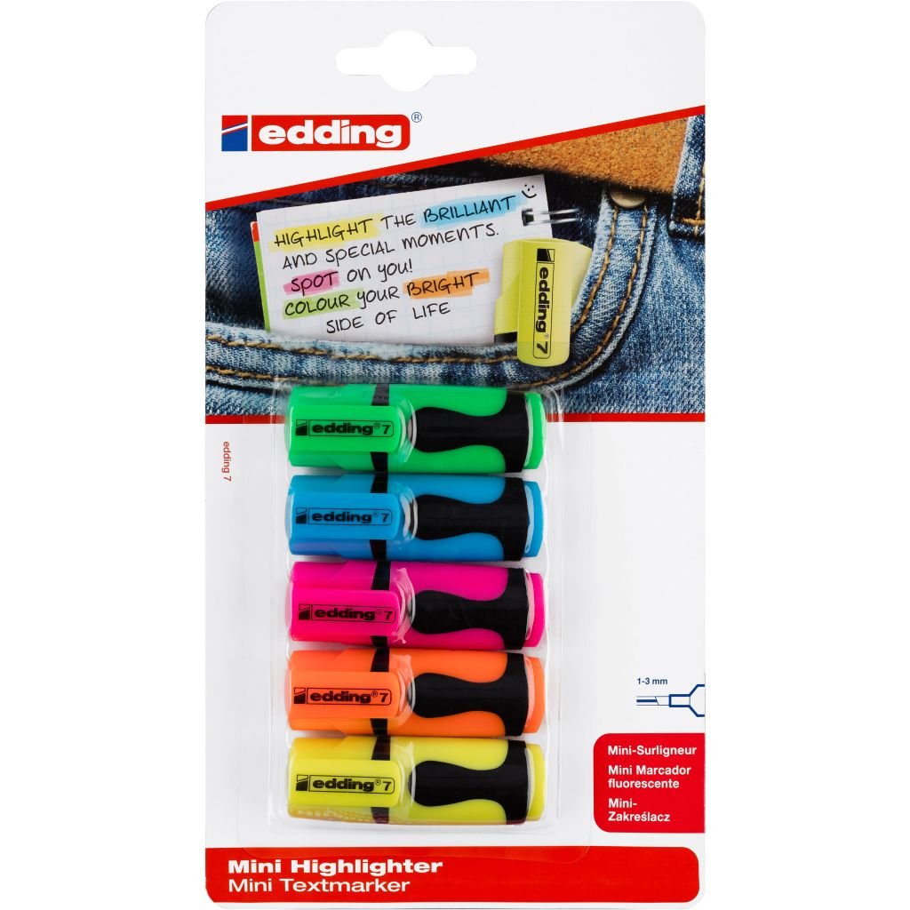 Edding 7 Mini Highlighter Pen - Blister Pack of 5