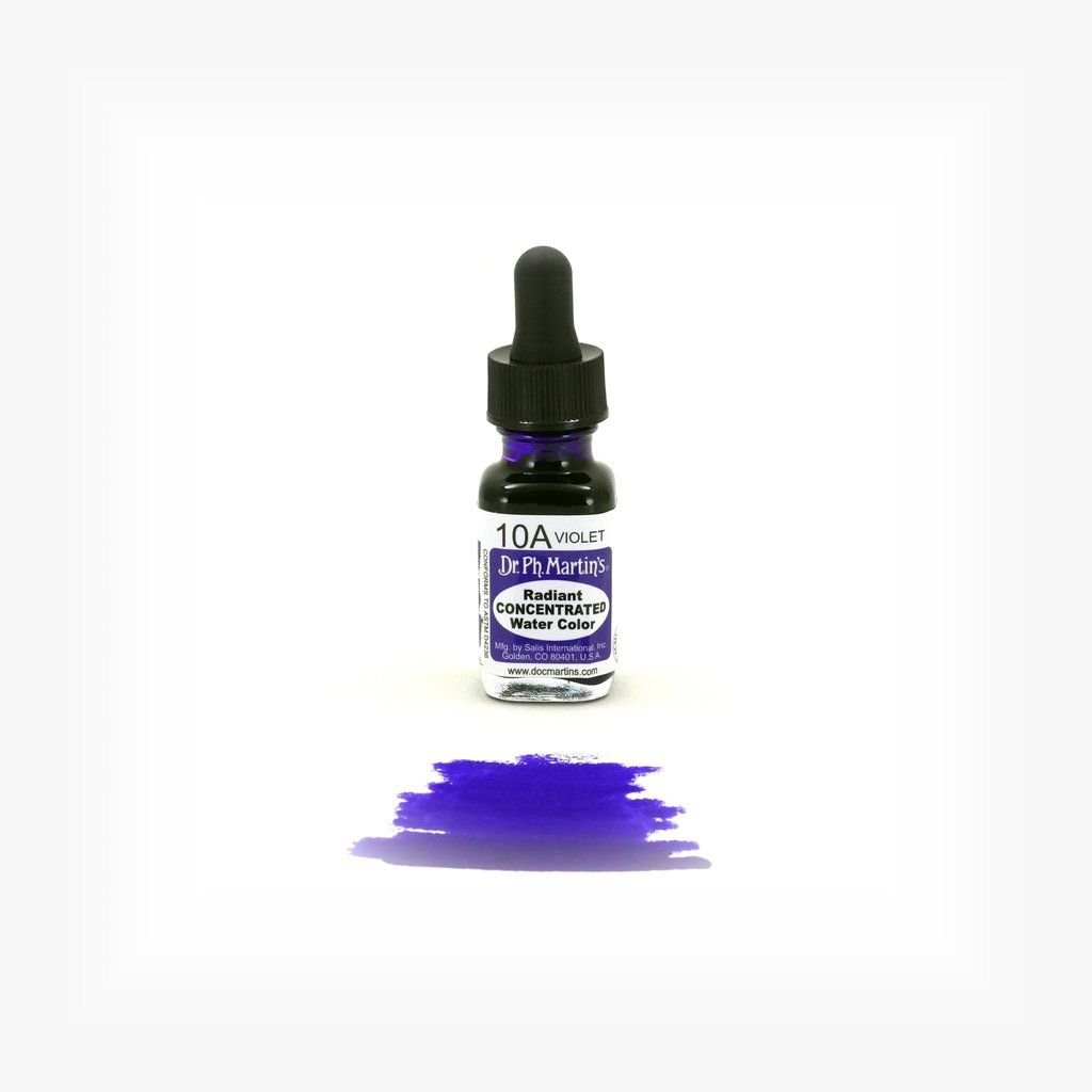 Dr. Ph. Martin's Radiant CONCENTRATED Water Color Paint - 15 ml Bottle - Violet (10A)