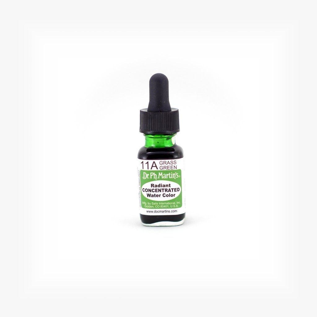 Dr. Ph. Martin's Radiant CONCENTRATED Water Color Paint - 15 ml Bottle - Grass Green (11A)