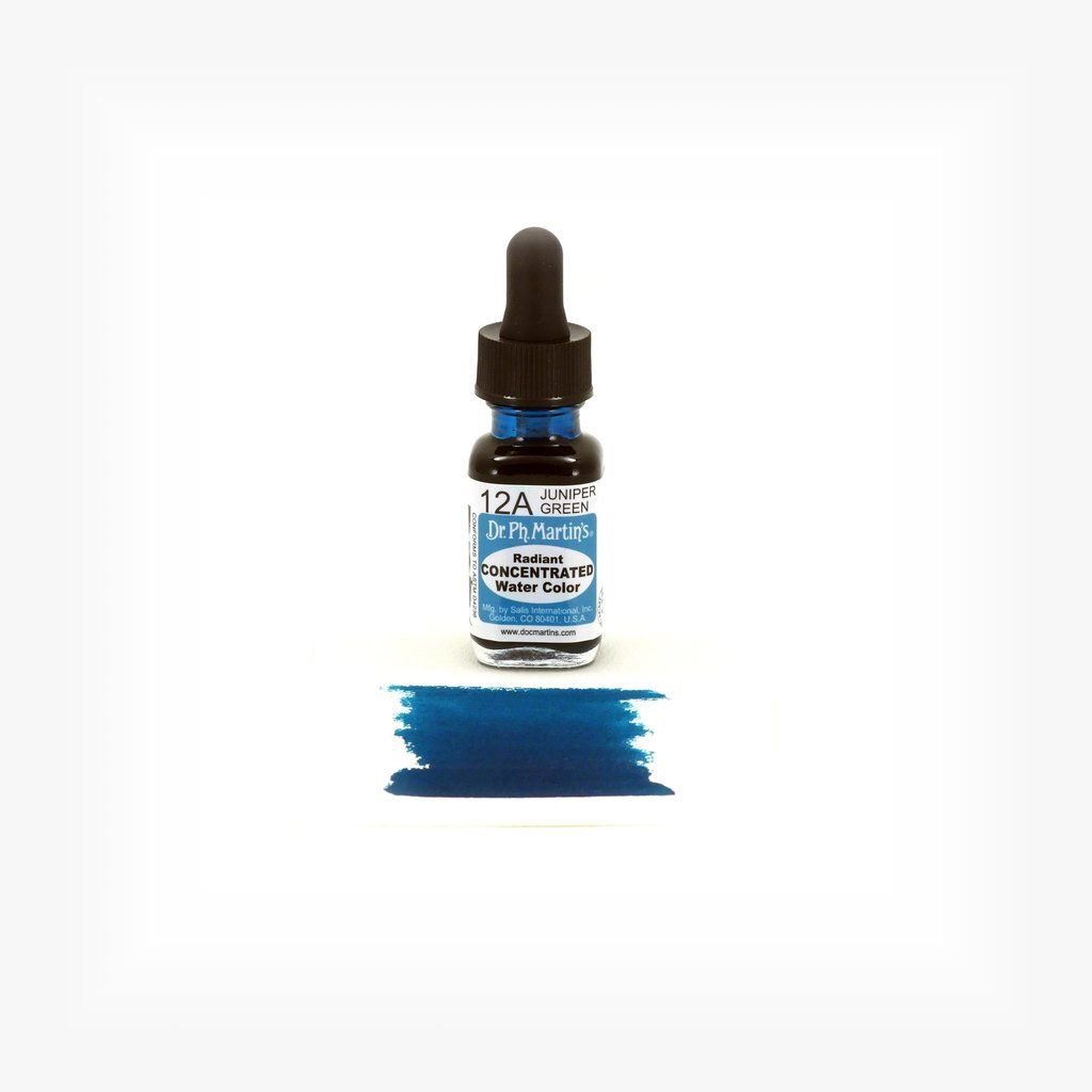 Dr. Ph. Martin's Radiant CONCENTRATED Water Color Paint - 15 ml Bottle - Juniper Green (12A)