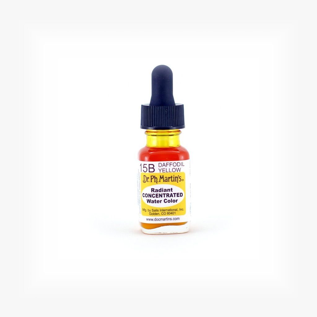 Dr. Ph. Martin's Radiant CONCENTRATED Water Color Paint - 15 ml Bottle - Daffodil Yellow (15B)
