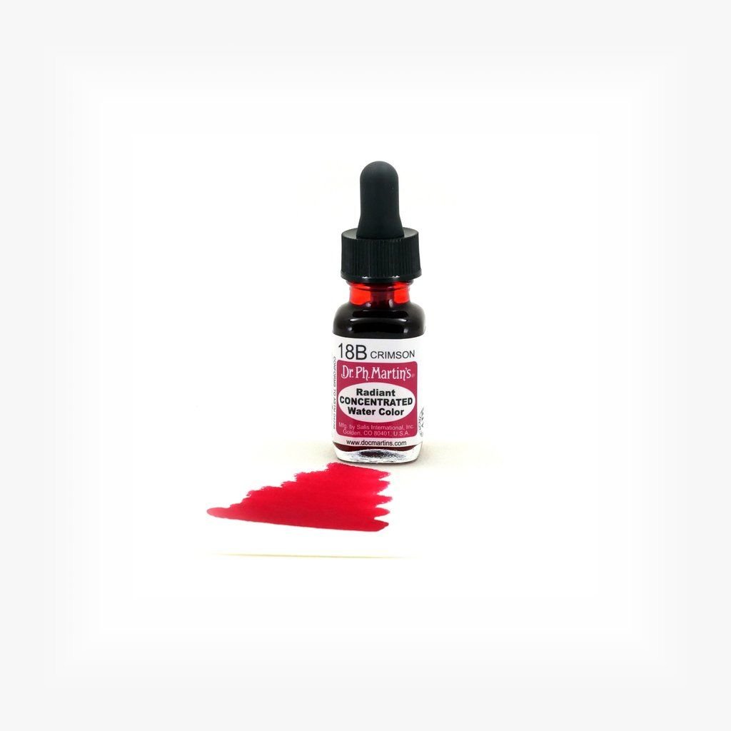 Dr. Ph. Martin's Radiant CONCENTRATED Water Color Paint - 15 ml Bottle - Crimson (18B)