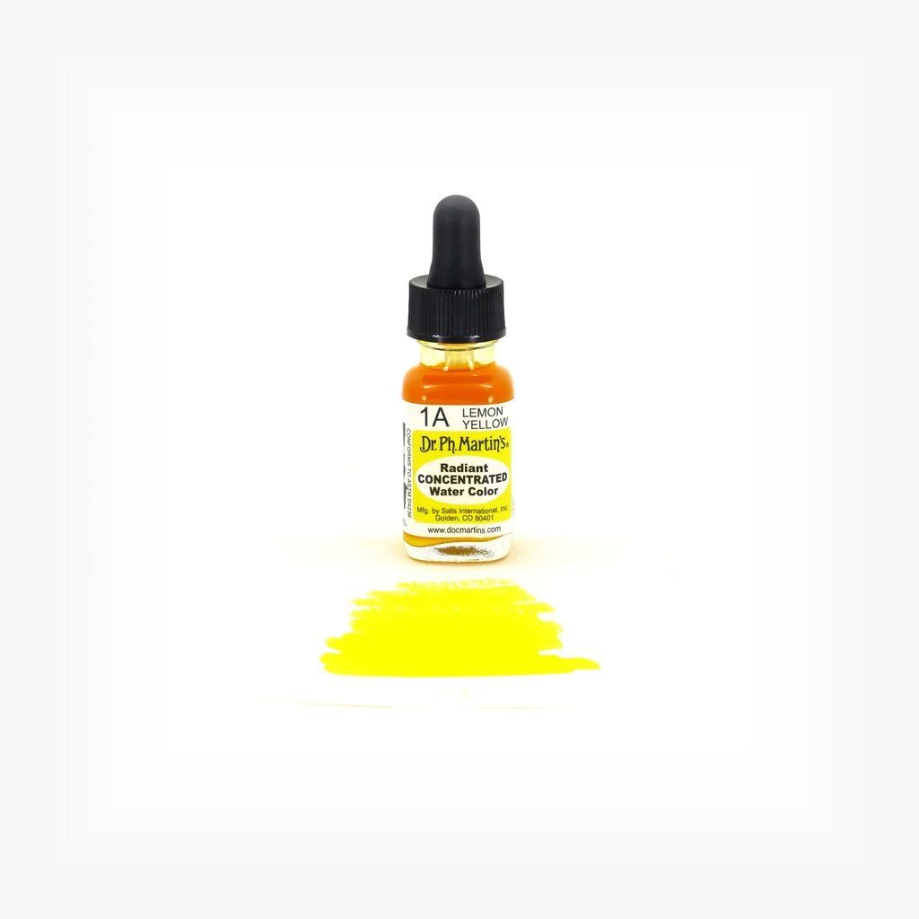 Dr. Ph. Martin's Radiant CONCENTRATED Water Color Paint - 15 ml Bottle - Lemon Yellow (1A)