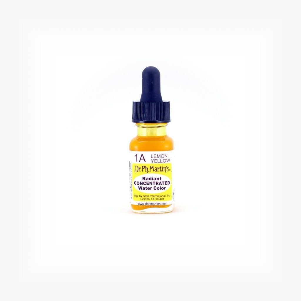 Dr. Ph. Martin's Radiant CONCENTRATED Water Color Paint - 15 ml Bottle - Lemon Yellow (1A)