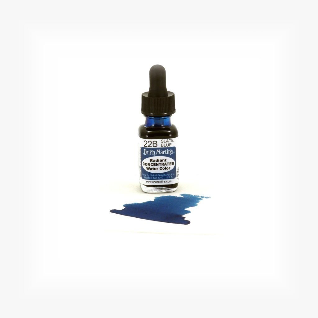 Dr. Ph. Martin's Radiant CONCENTRATED Water Color Paint - 15 ml Bottle - Slate Blue (22B)