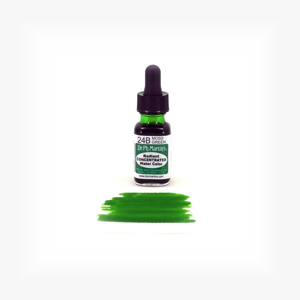 Dr. Ph. Martin's Radiant CONCENTRATED Water Color Paint - 15 ml Bottle - Moss Green (24B)