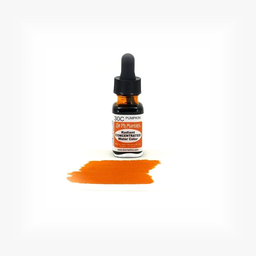 Dr. Ph. Martin's Radiant CONCENTRATED Water Color Paint - 15 ml Bottle - Pumpkin (30C)
