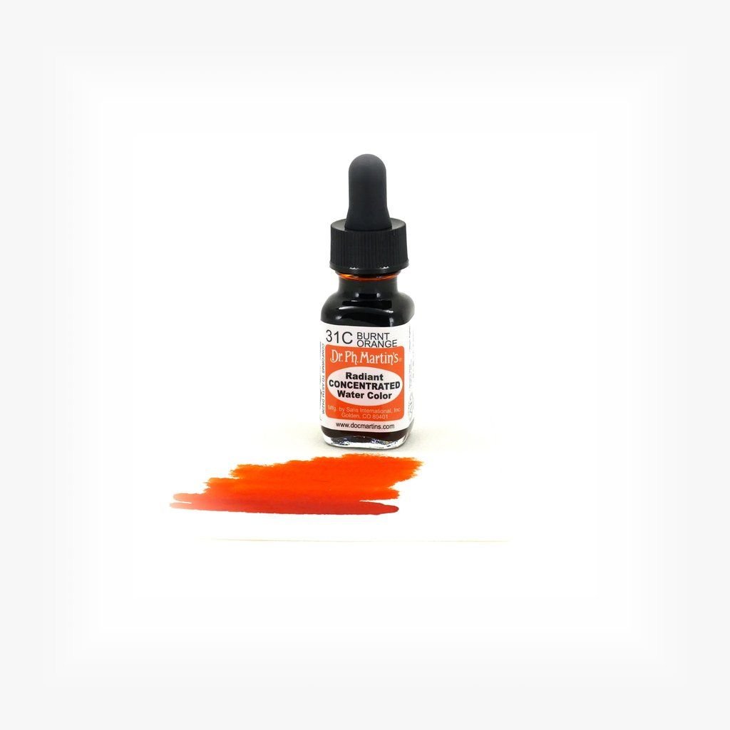 Dr. Ph. Martin's Radiant CONCENTRATED Water Color Paint - 15 ml Bottle - Burnt Orange (31C)