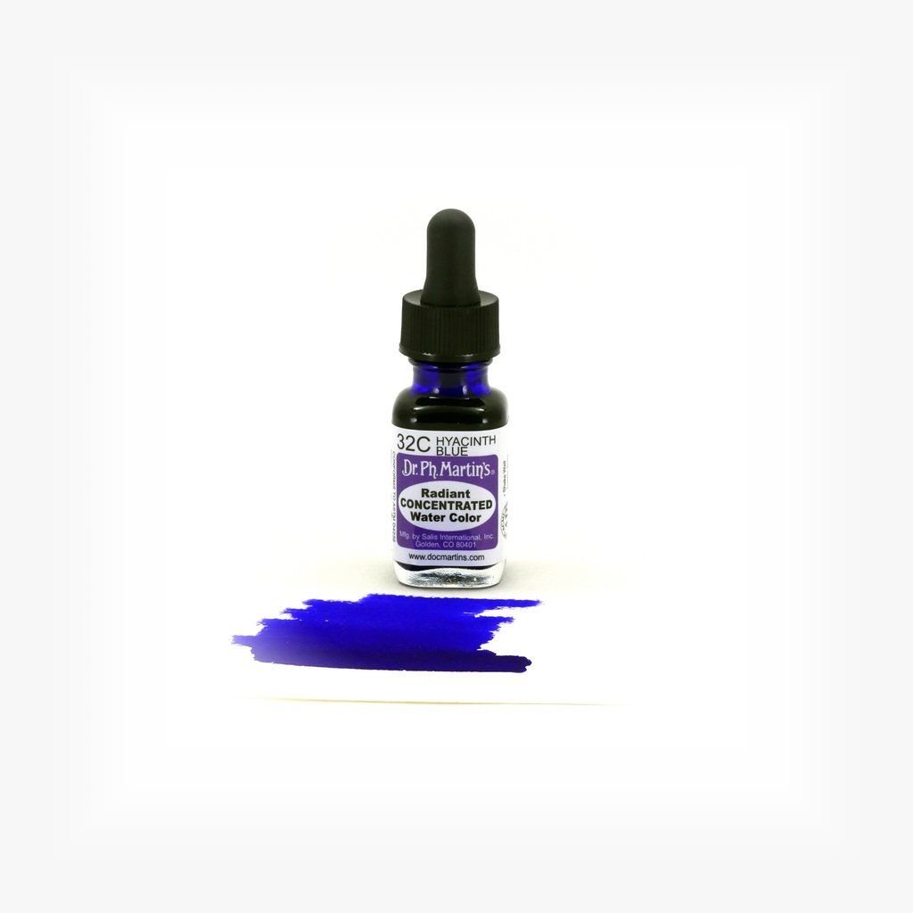 Dr. Ph. Martin's Radiant CONCENTRATED Water Color Paint - 15 ml Bottle - Hyacinth Blue (32C)