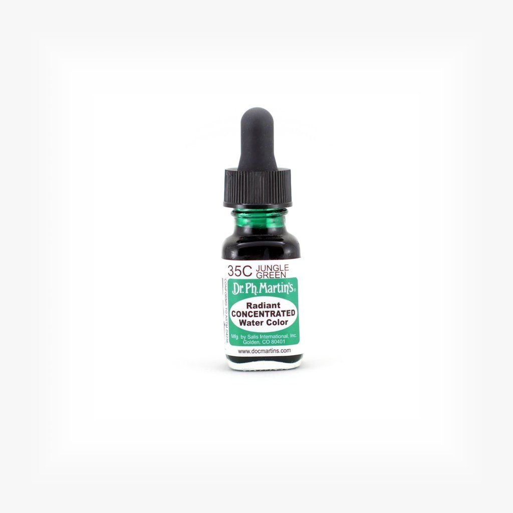 Dr. Ph. Martin's Radiant CONCENTRATED Water Color Paint - 15 ml Bottle - Jungle Green (35C)