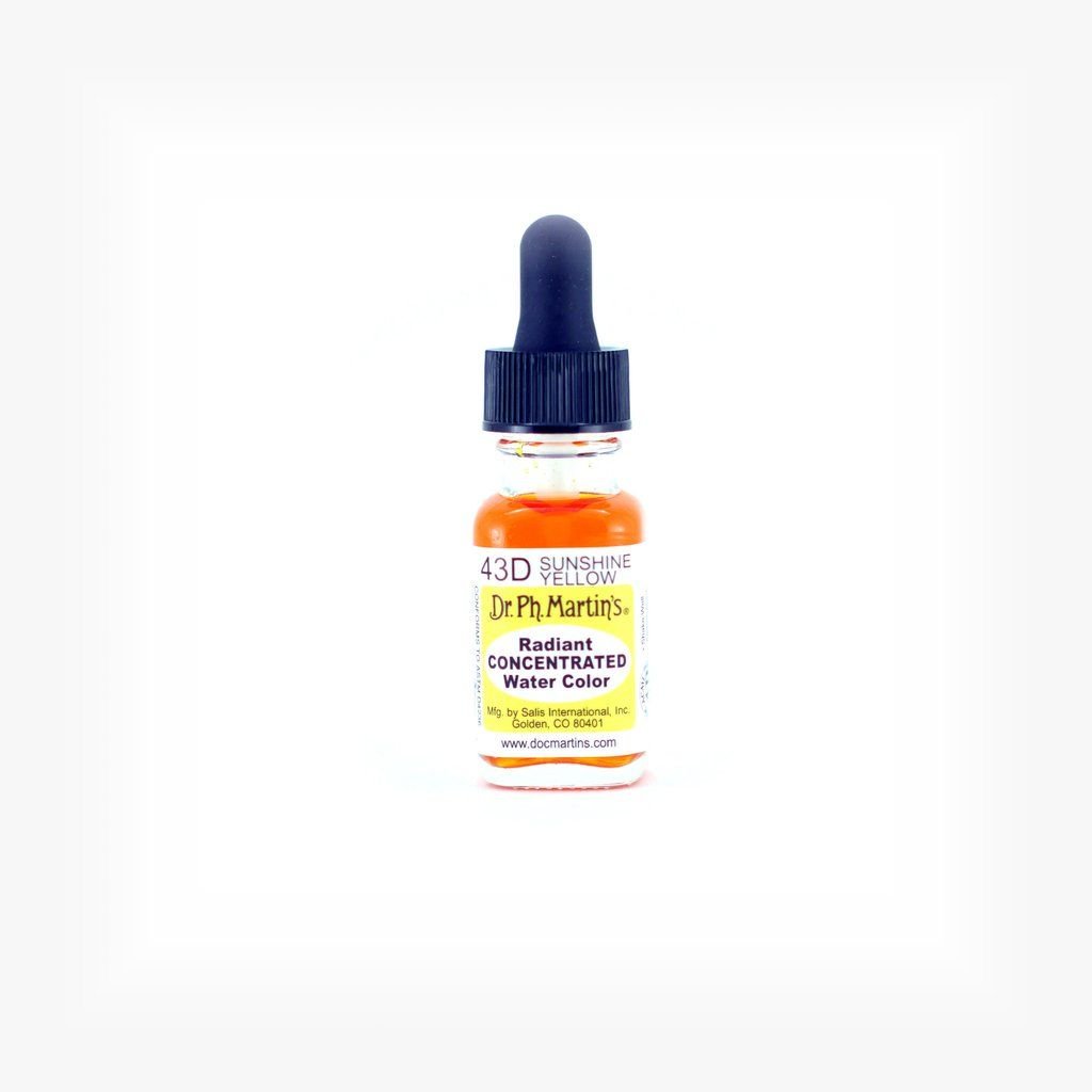 Dr. Ph. Martin's Radiant CONCENTRATED Water Color Paint - 15 ml Bottle - Sunshine Yellow (43D)