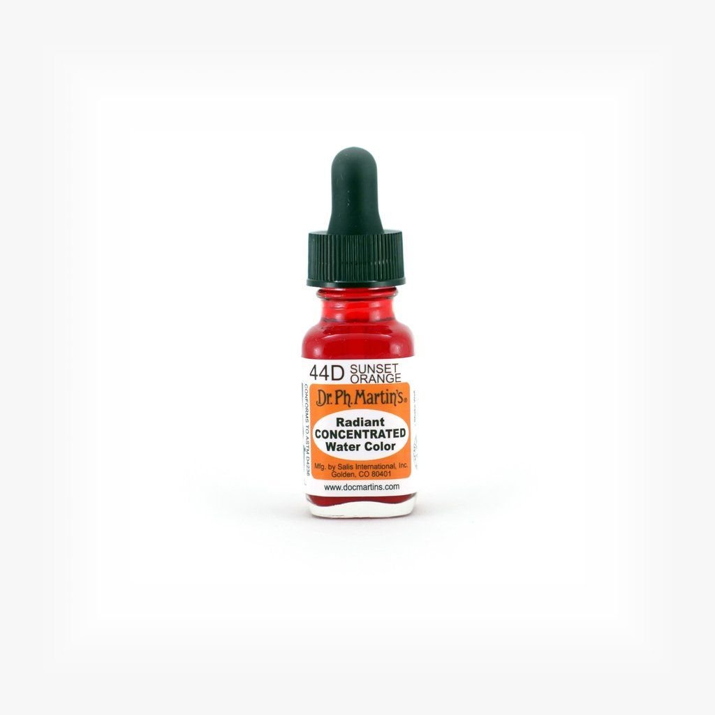 Dr. Ph. Martin's Radiant CONCENTRATED Water Color Paint - 15 ml Bottle - Sunset Orange (44D)