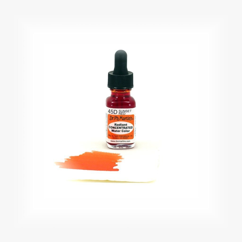 Dr. Ph. Martin's Radiant CONCENTRATED Water Color Paint - 15 ml Bottle - Sunset Red (45D)