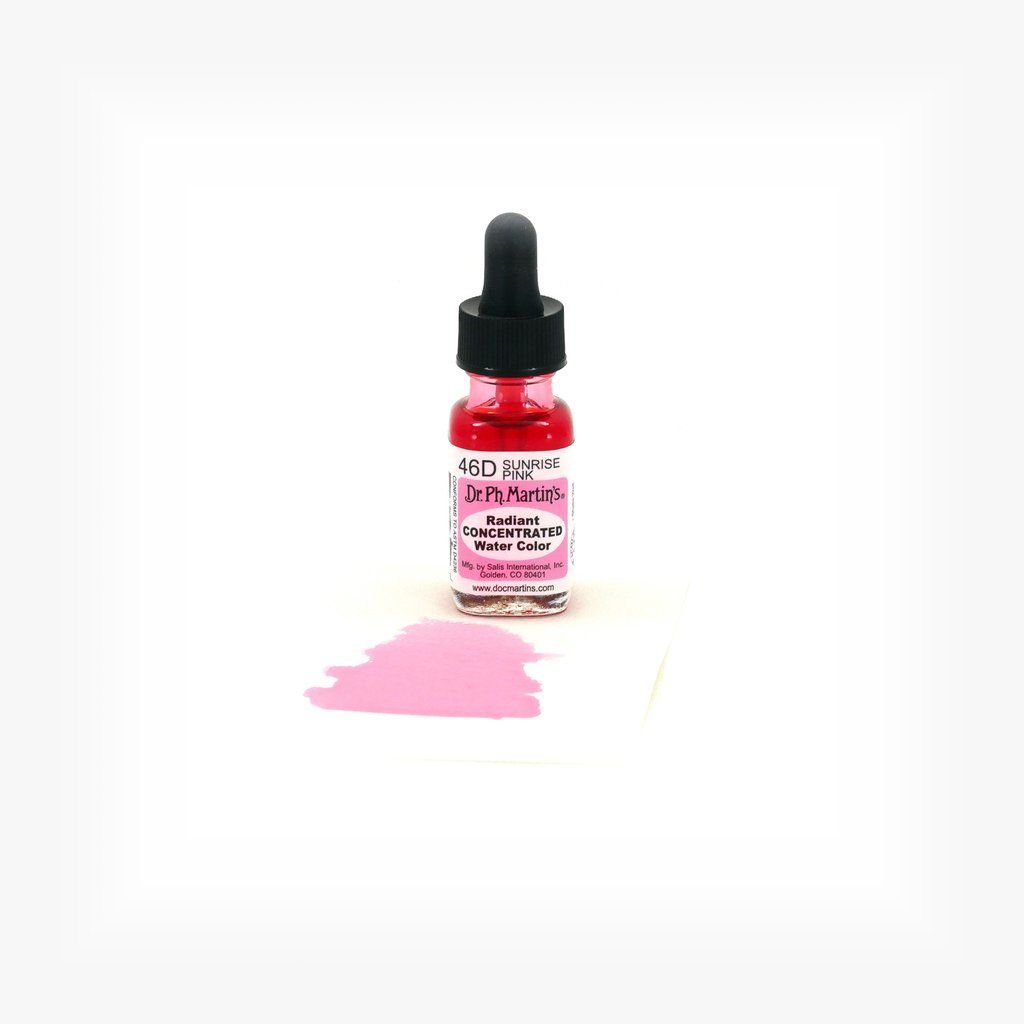 Dr. Ph. Martin's Radiant CONCENTRATED Water Color Paint - 15 ml Bottle - Sunrise Pink (46D)